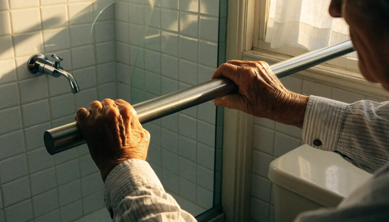 Baño argentino con azulejos blancos y luz de tarde, pared libre junto a la ducha